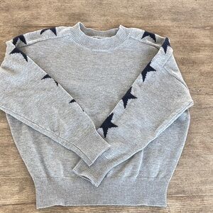 Sweet Romeo Gray Crewneck Sweater with Navy Star 🌟 Accents